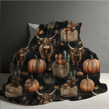 Load image into Gallery viewer, Blanket Halloween #10 - Fall Highland Cow - PREORDER ends 7/25
