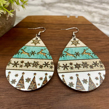 Load image into Gallery viewer, Wooden Dangle Earrings - Christmas - Snowflake Reindeer Tree
