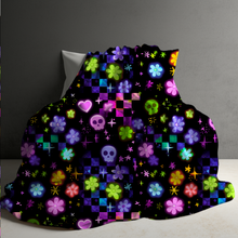 Load image into Gallery viewer, Blanket Halloween #11 - Skull Check Floral Star - PREORDER ends 7/25
