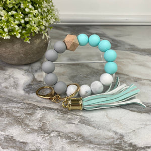 Silicone Bracelet Keychain - Aqua Mint