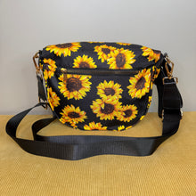 Load image into Gallery viewer, The Roni Nylon Crossbody - Floral Yellow Sunflower on Black
