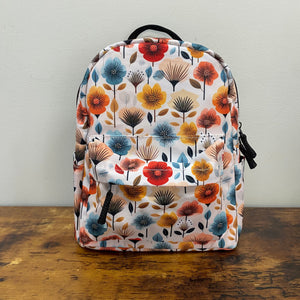 Mini Backpack - Floral Blooms Red Orange Blue