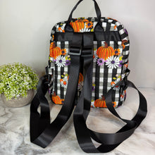 Load image into Gallery viewer, Mini Backpack - Halloween - Plaid Pumpkin Floral
