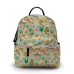 Mini Backpack - St. Patrick’s Day - Clay Unicorn Rainbow Clover