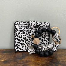 Load image into Gallery viewer, Silicone Bracelet Keychain with Scalloped Card Holder - Black Spots
