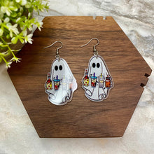 Load image into Gallery viewer, Acrylic Dangle Earrings - Halloween Ghost Drinks
