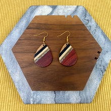 Load image into Gallery viewer, Dangle Earring - Wood &amp; Acrylic - Clear Silver Glitter &amp; Cherry Wood
