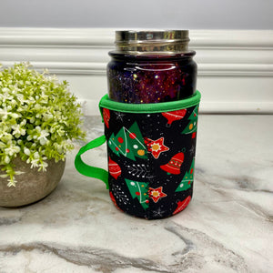 Neoprene Cup Holder Koozie Tumbler with Handle - Christmas Design