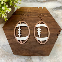 Load image into Gallery viewer, Wooden Cutout Dangle Earrings - Football
