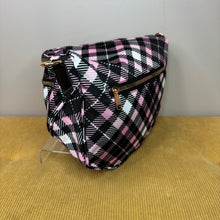 Load image into Gallery viewer, The Roni Nylon Crossbody - Black Pink Plaid
