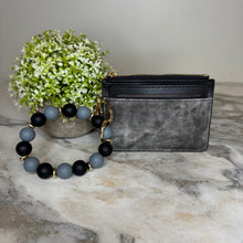 Load image into Gallery viewer, Denim Suede Bracelet Keychain &amp; Card Holder Wallet
