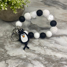 Load image into Gallery viewer, Silicone Bracelet Keychain - Black &amp; White Penguin
