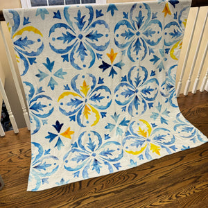 Blanket - Blue & Yellow Filagree Tile