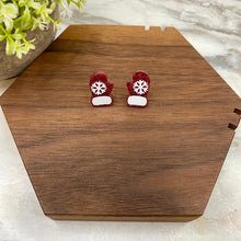 Load image into Gallery viewer, Acrylic Stud Earrings - Christmas - Red Glitter Gloves
