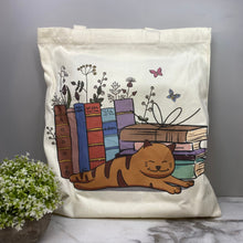 Load image into Gallery viewer, Tote Bag - Sleepy Cats &amp; Books - #1
