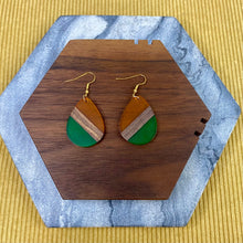 Load image into Gallery viewer, Dangle Earring - Wood &amp; Acrylic - Clear Yellow Green Wood
