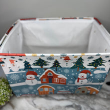 Load image into Gallery viewer, Pop Up Canvas Basket - Christmas Snowman Town
