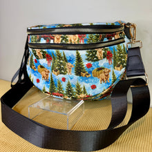 Load image into Gallery viewer, The Roni Nylon Crossbody - Christmas Winter Highland Cow
