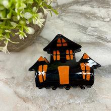 Load image into Gallery viewer, Hair Clip - Halloween Orange Haunted House
