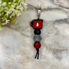 Load image into Gallery viewer, Keychain - Silicone Bead - Red Plaid Coffee Mug
