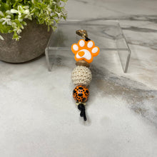Load image into Gallery viewer, Keychain - Silicone &amp; Wood Bead - Orange Paw
