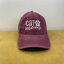 Load image into Gallery viewer, Hat - Paw Print - Cat Mom Burgundy
