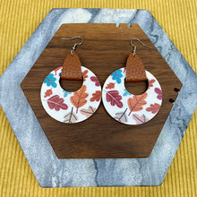 Load image into Gallery viewer, Wooden Dangle Earrings - Round Fall Leaves
