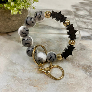 Wood Bracelet Keychain - Halloween - Bats