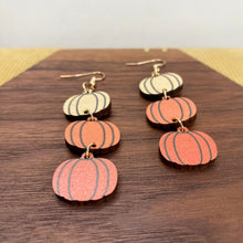 Load image into Gallery viewer, Wooden Dangle Earrings - Fall - Pumpkins
