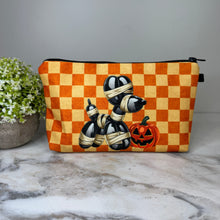 Load image into Gallery viewer, Pouch - Halloween Fall - Orange Check Mummy Balloon Dog
