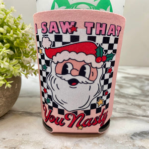 Neoprene Cup Holder Can Koozie Tumbler - Christmas - Pink Jingle/Nasty