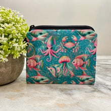 Load image into Gallery viewer, Mini Pouch - Teal Sea Creatures
