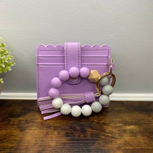 Load image into Gallery viewer, Silicone Bracelet Keychain with Scalloped Card Holder - Lavender Purple
