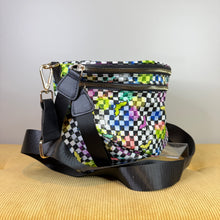 Load image into Gallery viewer, The Roni Nylon Crossbody - Halloween Fall Rainbow Bat Checker

