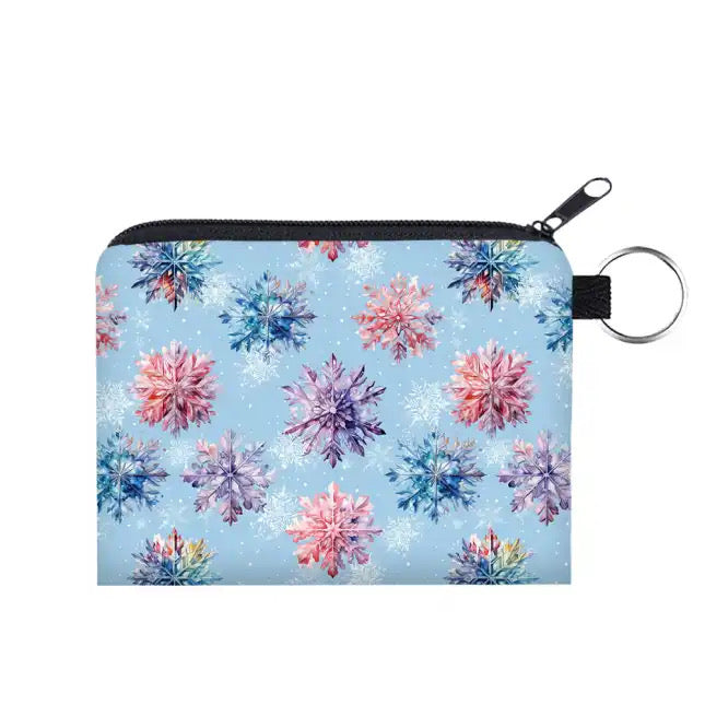 Mini Pouch - Snowflake on Blue