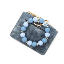 Load image into Gallery viewer, Denim Suede Bracelet Keychain &amp; Card Holder Wallet
