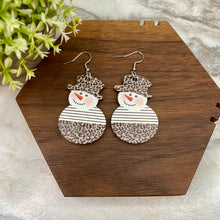 Load image into Gallery viewer, Wooden Dangle Earrings - Christmas - Snowman Animal Print
