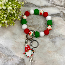 Load image into Gallery viewer, Silicone Bracelet Keychain - Christmas Winter - Green Red White Christmas Things Gnome
