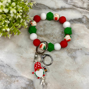 Silicone Bracelet Keychain - Christmas Winter - Green Red White Christmas Things Gnome