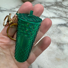 Load image into Gallery viewer, Keychain - Studded Tumbler - Green Holographic
