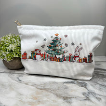 Load image into Gallery viewer, Corduroy Zip Pouch - Christmas Snowman Bunny
