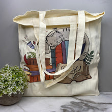 Load image into Gallery viewer, Tote Bag - Sleepy Cats &amp; Books - #3
