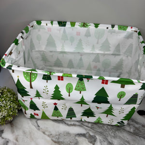 Pop Up Canvas Basket - Green Christmas Trees