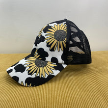 Load image into Gallery viewer, Hat - Ponytail - Cow Sunflower
