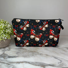 Load image into Gallery viewer, Pouch - America Red White Blue Butterfly on Black Galaxy
