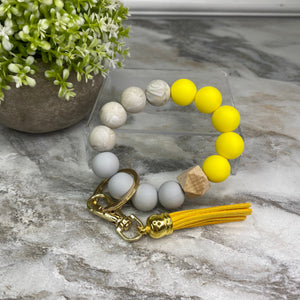 Silicone Bracelet Keychain - Yellow