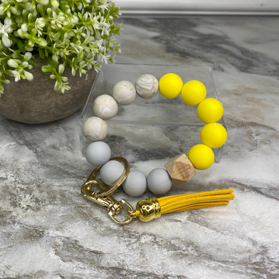 Silicone Bracelet Keychain - Yellow