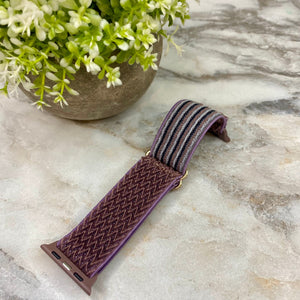 Watch Band - Stretchy Spandex - Chevron Berry Coffee