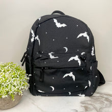 Load image into Gallery viewer, Mini Backpack - Black &amp; White Bats Halloween
