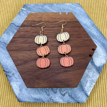 Load image into Gallery viewer, Wooden Dangle Earrings - Fall - Pumpkins
